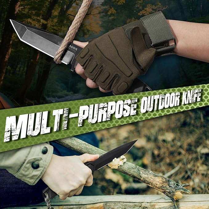 Dragon Creek Fixed Blade Knife - Full Tang Handle Black