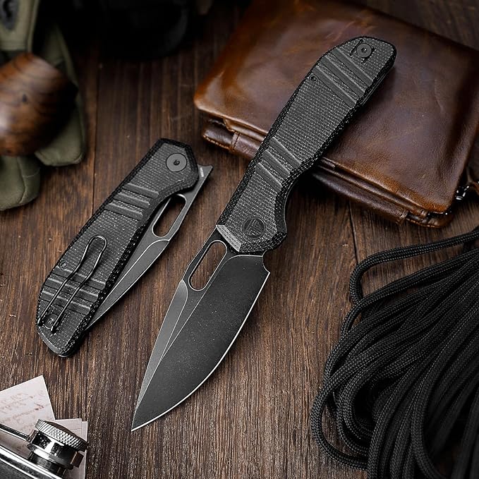 TRIVISA Gecko Folding Pocket Knife 3.4 14C28N Steel Blade Micarta Handle EDC Knife with Pocket Clip for Men Women Camping Survival HikingGecko-BM