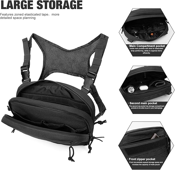 Mardingtop Chest Bag for MenOutdoor Tactical Molle Vest Chest Pack for RunningCyclingHikingEDCTravel