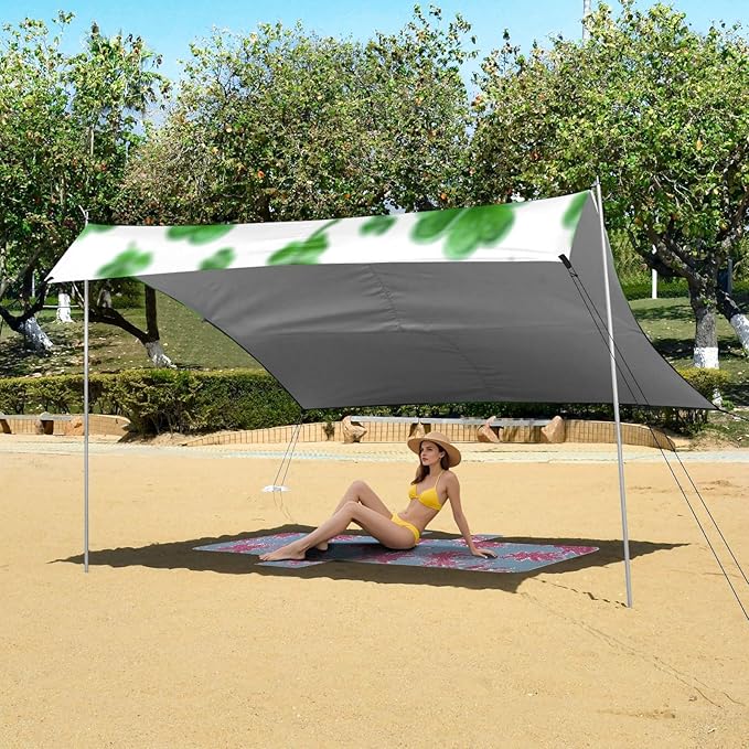 St Patrick's Day Crystal Clovers Beach Tent Sun Shelter Set UPF50+ UV Protection 10.5 x 9.19 FT Camping Shade Canopy with Sandbags Sand Anchors Carrying Bag and Others