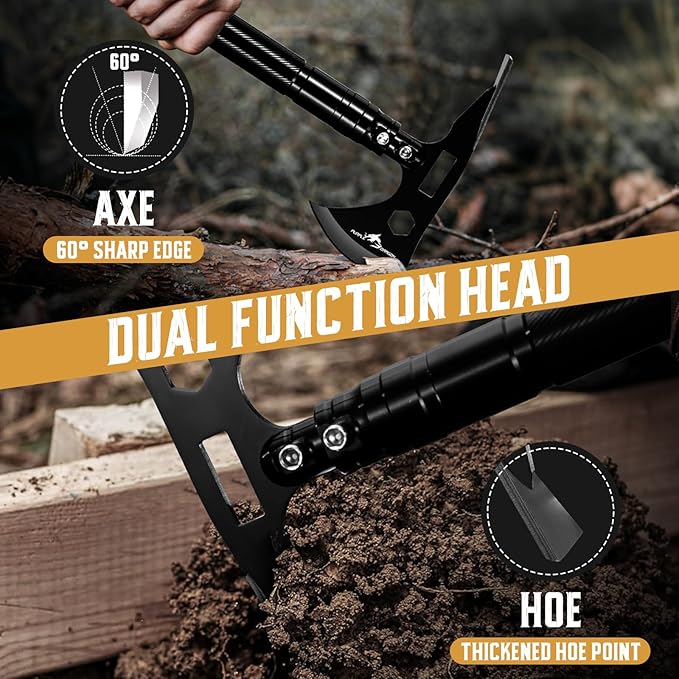 Purple Dragon Fixed Blade Outdoor Knives Set Bundle with a Multi-Tool Camping Axe with Pick High Carbon Steel Specialist and Precision Knife Field Utility Kit Christmas Gifts for Men
