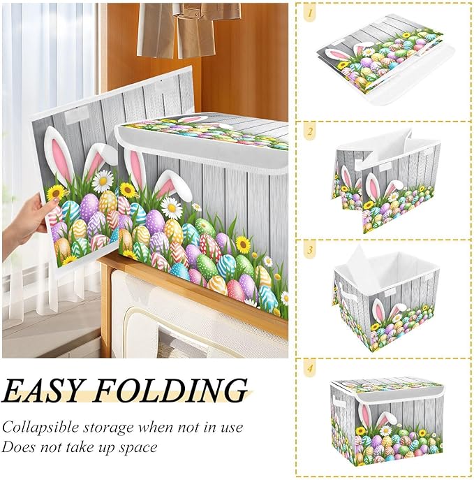 senya Easter Baskets Collapsible Bins with Lids Flowers Wood Boxes Clothes for Organizing