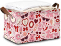 Storage Bin with Handles Pink Bowknot Collapsible Laundry Baskets for Books Laundry - Use in Nursery Closet Organizers and Storage Blanket Basket