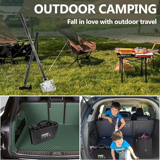 aiGear Camping Shovel Axe Outdoor Tactical Shovel Survival Tool Set with Multi Tools for Camping Hiking Backpacking Men Survival Gear Emergency（CSA-4232）