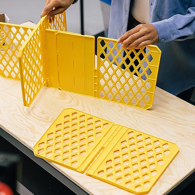 ORGANIZE-IT! 4 Pack 6 Slot Tote Dividers Durable Plastic Stationery Customizable Organizers for 27 Gallon Storage Containers Yellow