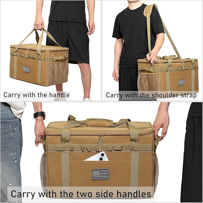 Tactical Camping Storage Bag Utility Tote Bag Camping Kitchen Organizer with Axe Holder &amp Shoulder Strap