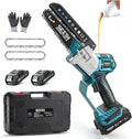 SEESII Brushless Mini Chainsaw 6 Inch Handheld Saw with 2 * 2000 mAh Batteries Cordless Chainsaw with Automatic Oiler Compatible with Makita 18V Battery Electric Saw for Tree Limb Branch Cutter