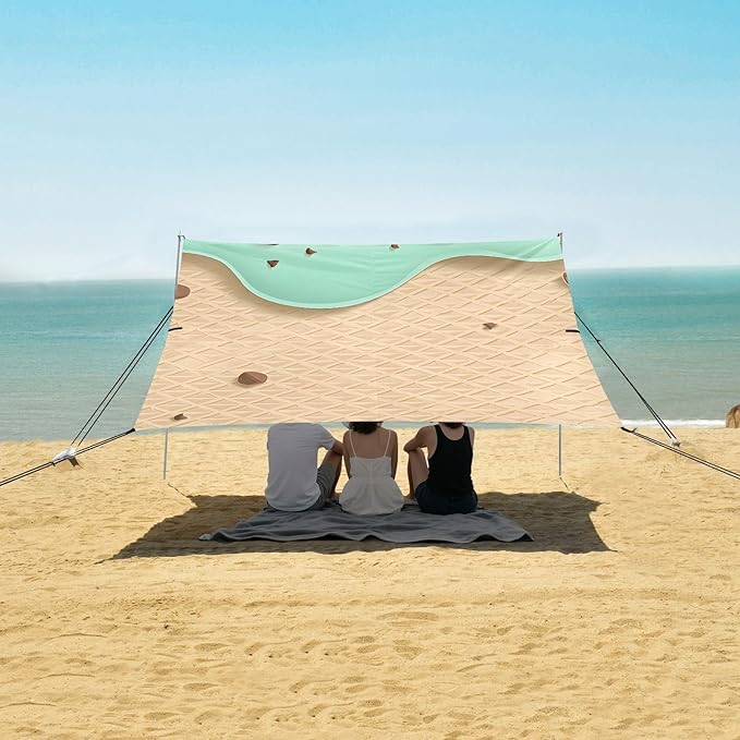 ALAZA Mint Green Ice Cream Beach Tent Sun Shelter Portable Canopy Sunshade for Outdoor Camping Picnics Backyard Fun 10x9 ft