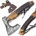 Custom Handmade Carbon Steel Real Viking Axe HatchetCamping Axe Birthday Gift for him Leather Wrapped Handle and Leather Sheath ((FM 24))