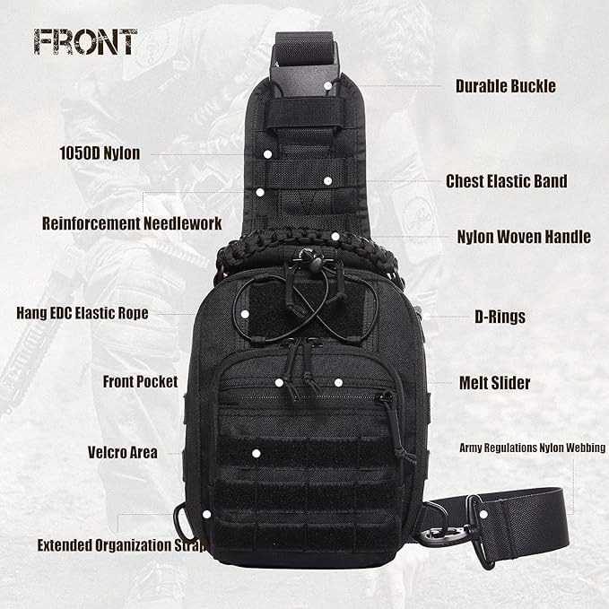 ANTARCTICA Tactical Sling Bag Pack Military Rover Shoulder Bag Molle Assault Range Bag Backpack 1050D