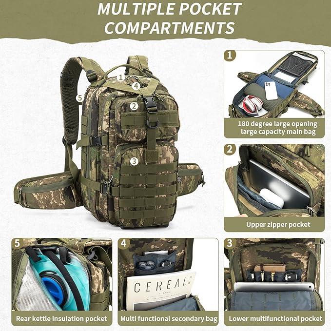 Camo hunting backpacksmall tactical backpack military backpack for men camping backpack 3-day bag(Camouflage)