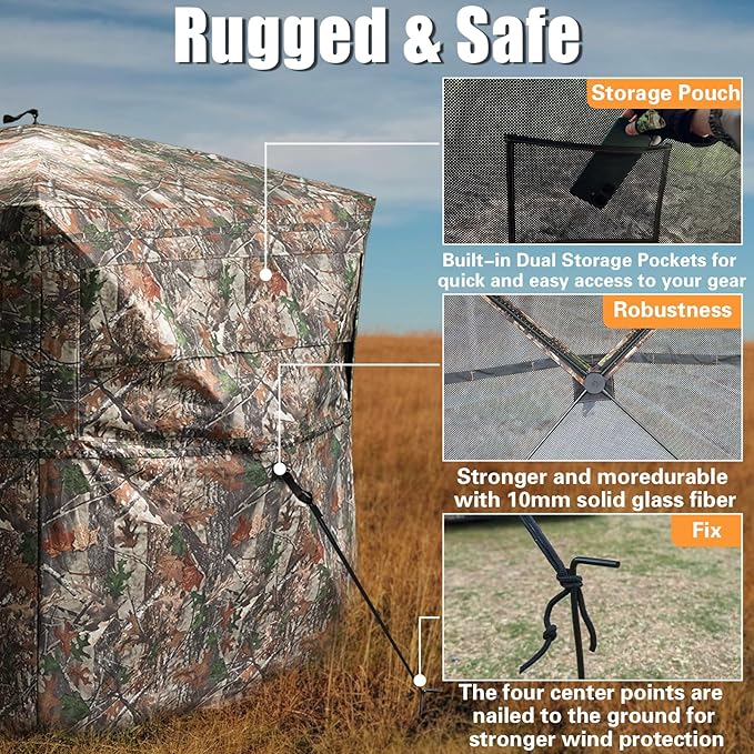 360° Hunting Blind &amp Portable Shower Combo–Ultimate Wilderness Survival Kit for Camping Hunting Expeditions|All-in-One OutdoorGear Bundle (360Hunting Blind for Turkey Hunting+6000mAh Portable Sho