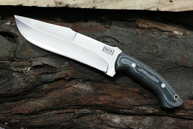 GCS Handmade D2 Steel Hunting Knife with Micarta Handle Full Tang Blade and Leather Sheath for Hunting Hunting Camping Survival EDC-GCS 959