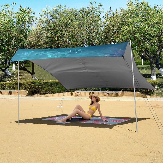 ALAZA Pretty Turtle Underwater Beach Tent Sun Shelter Portable Canopy Sunshade for Outdoor Camping Picnics Backyard Fun 10x9 ft