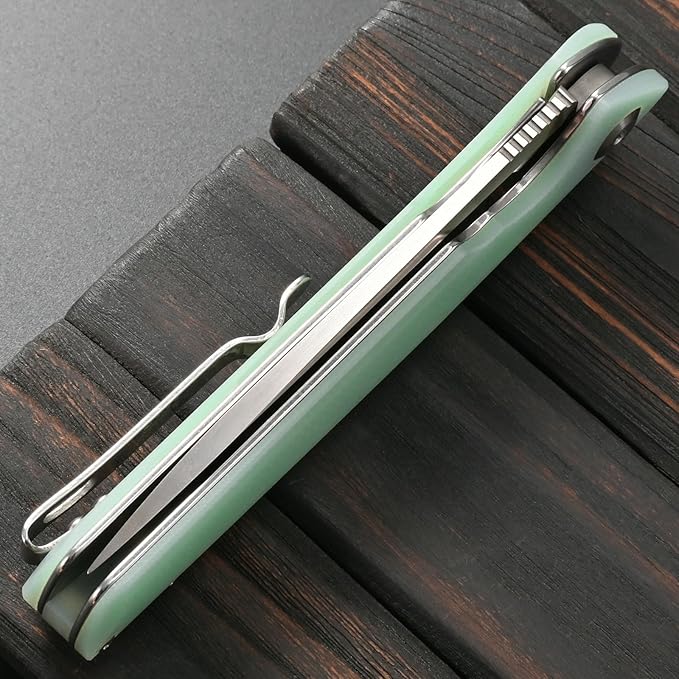 Sitivien ST102 Folding Knife D2 Steel Blade+G10 Handle Pocket Knife EDC Tool Knife for Outdoor Camping Hunting Survival (Turquoise) …