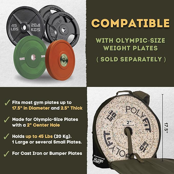 Polyfit PL8 Backpack for Olympic Weight Plates - Weighted Backpack for Strength Training Rucking and Gym Workouts - BLACK