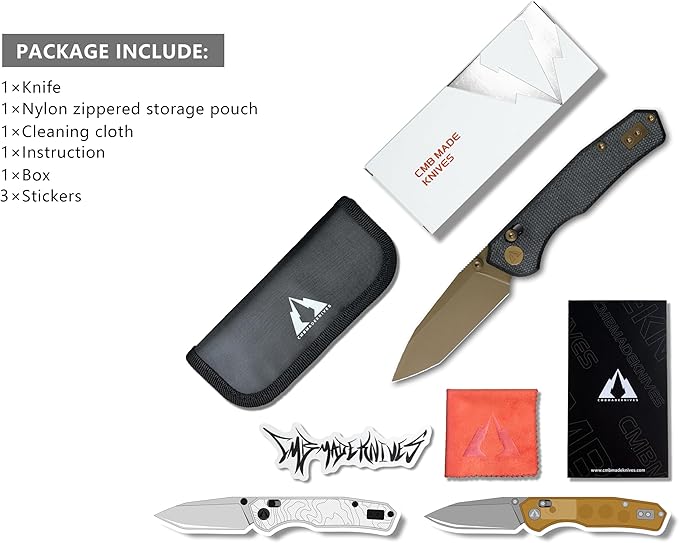 CMB Explorer V2 Micarta Handle 14C28N Tanto Blade Crossbar Lock Pocket Folding Knife Camping Hiking Outdoors EDC with Pocket Clip for Men Women CMB-22A
