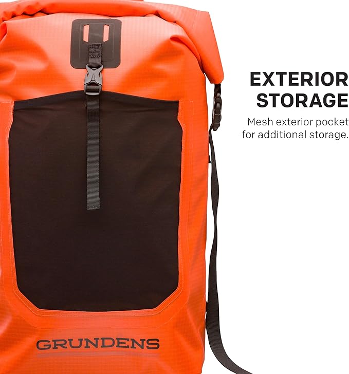 Grundéns Bootlegger Roll Top Backpack | Waterproof 30L Red Orange