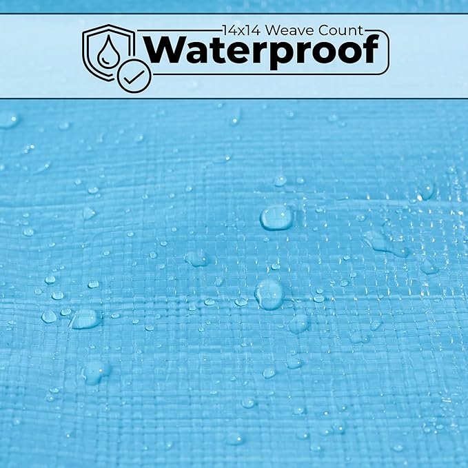 Tarps Heavy Duty Waterproof 20x30-12 mil Thick Camping Tent - Blue Tarp 20x30 UV Resistant Rip &amp Tear Proof with Metal Grommets – Multipurpose Use for Camping Tent Boat RV Car &amp Pool Cov