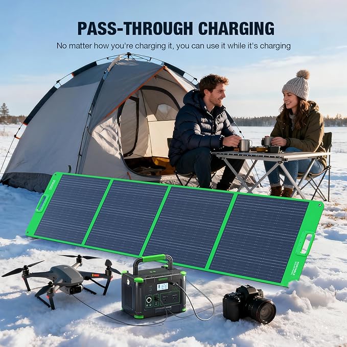 Portable Power Station 1000W 999Wh Solar Generator 110V Pure Sine Wave AC Outlets 60W USB-C PD Fast Charging 10 Ports for Outdoor Camping RV Van Home Backup Emergency Off-Grid Living（2000W Peak）