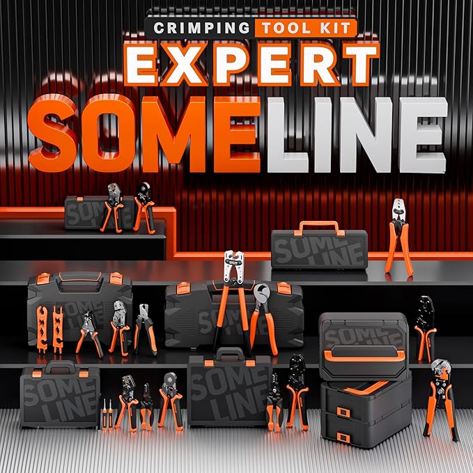 SOMELINE Solar Connector Crimping Tool Kit 14-10 AWG Crimper for Solar Panel Cable Wire with 12 Pairs Solar Connectors and Spanners Solar Installation Assembly Tools - Solar Panel Connectors