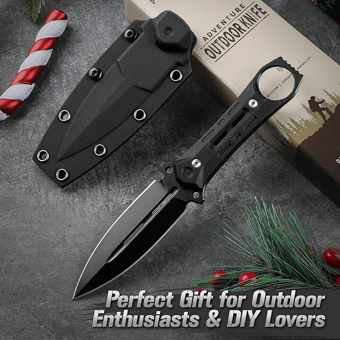 Freelander D2 Steel Fixed Blade Knife Bundle with Tactical Axe 2 Pack