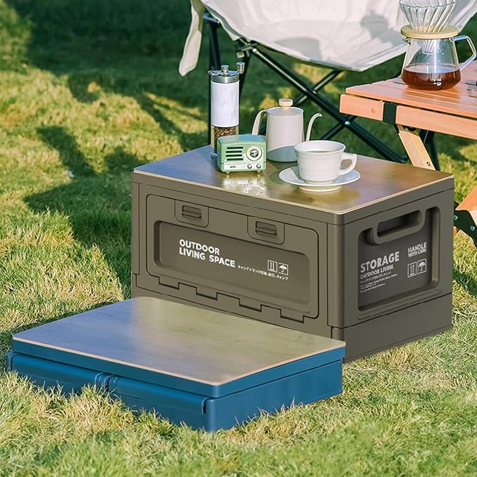 Sportsman Trunk Heavy-Duty Containers for Camping Large Capacity Storage Bins with Lids Stackable Storage Bins Space-Saving Camping Chuck Box Weather Proof Storages Container for Travel