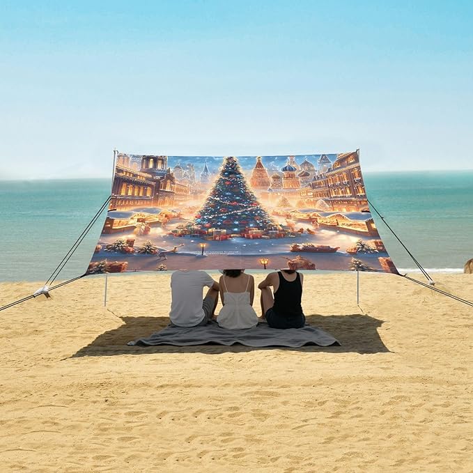 ALAZA Christmas Tree Beach Tent Sun Shelter Portable Canopy Sunshade for Outdoor Camping Picnics Backyard Fun 10x9 ft