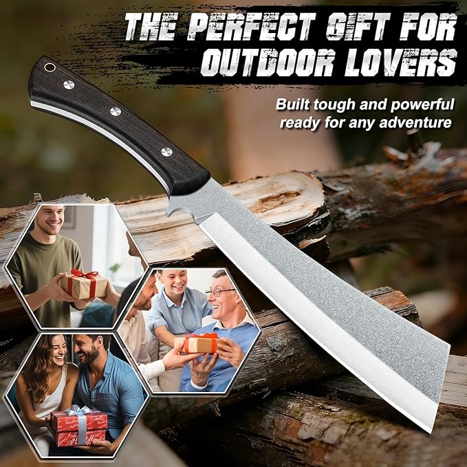 Freelander Japanese Machete for Cutting Trees Heavy Duty Full Tang Survival Machete Knife with Wooden Sheath for Yard Work Gardening Camping and Bushcraft Gifts for Men