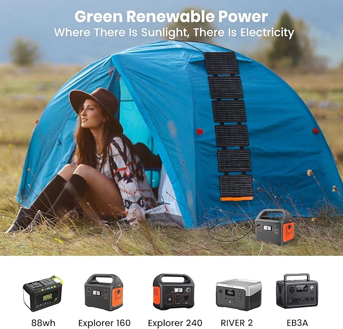 FlexSolar 60W Portable Solar Panels Chargers with PD3.0 USB-CQC3.0 USB-A and DC Outputs Foldable IP67 Waterproof Power Emergency Camping for Small Power Station GeneratorPhones Power Banks Tablets