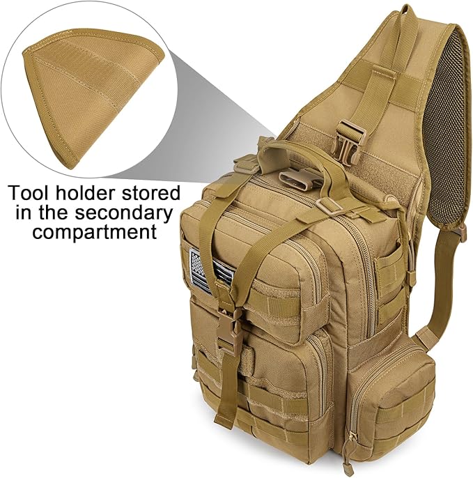 G4Free Large Tactical EDC Sling Bag Backpack Military Molle Bag Single Strap Shoulder Backpack for Men | EDC Adjustable Holder