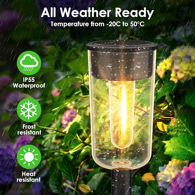VISFLAIR 8 Pack Solar Pathway Lights Solar Lights Outdoor Waterproof Garden Stake for Outside Yard Landscape Path Walkway Driveway Lawn Decor