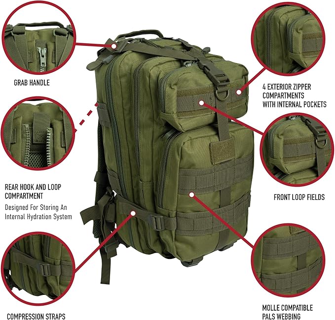 Rothco Convertible Medium Transport Pack – 25L Backpack – Shoulder or Crossbody – MOLLE and Hydration Compatible (Coyote Brown)