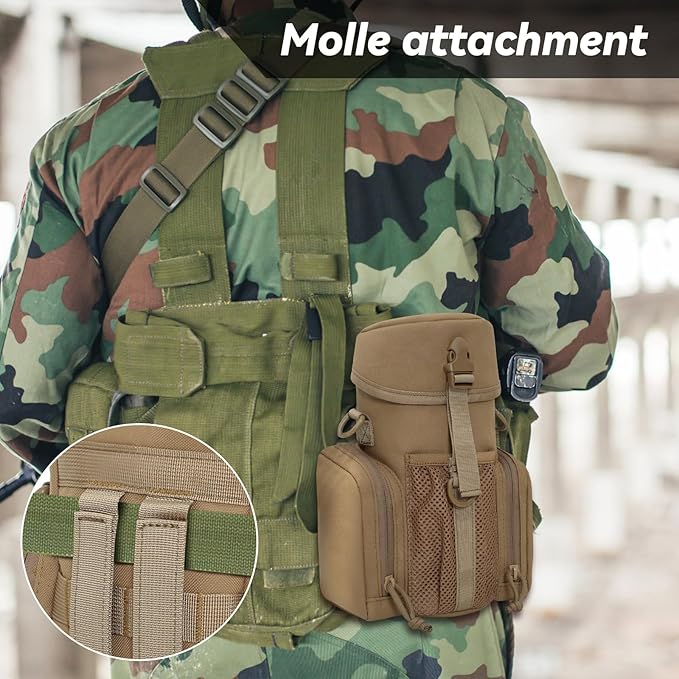 Large Tactical Molle Water Bottles Bag Pouch with Strap Water Bottle Carrier Bag Molle Tactical Pouches for Backpack