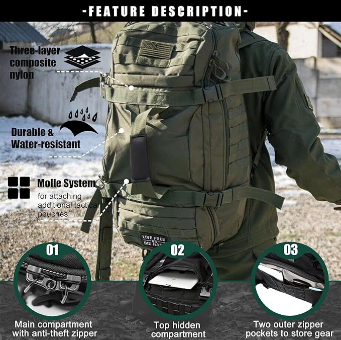 Miramrax Travel Duffle Bag Backpack for Men - Large Tactical Bags Weekender Gym Bag for Overnight Traveling Military Workout Deployment Sports (Green 80L)