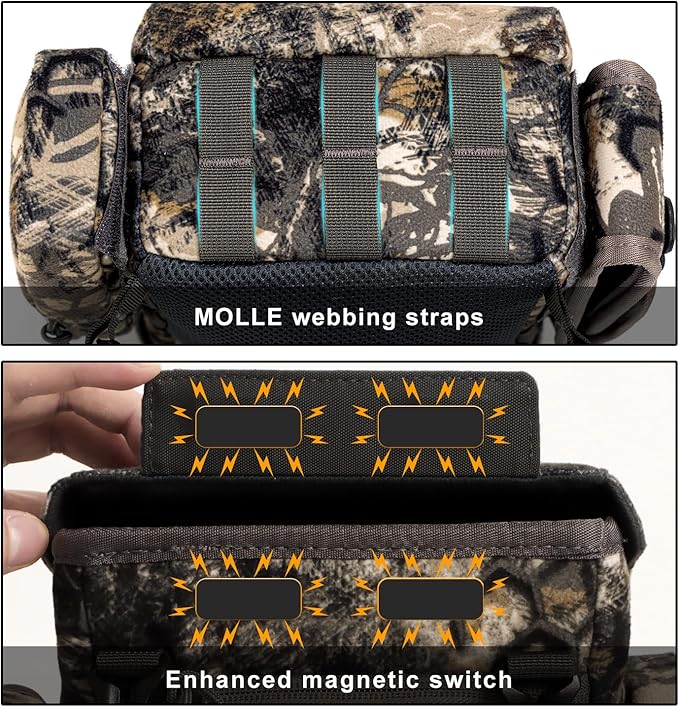 MOXULE Binocular Harness Chest Pack: Waterproof Bino Case with Rangefinder Pocket for Birdwatching and Hiking- BINO R2 Pro