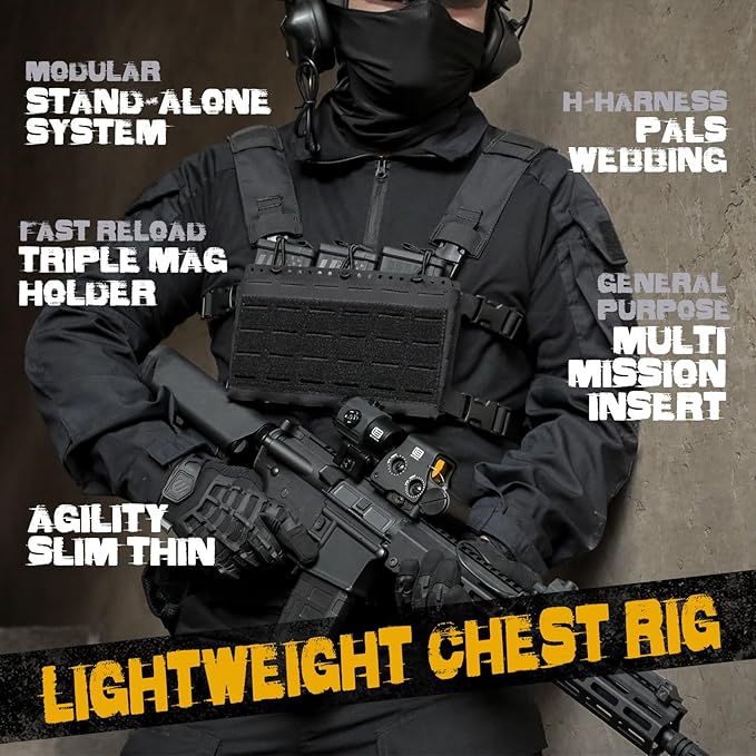 WYNEX Tactical Pouches Chest Pack Modular with Triple Magazine Insert Molle Chest Rig Carrier