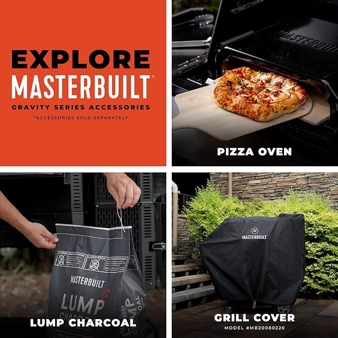 Masterbuilt® Gravity Series® 1050 Smoker Grill - Digital Charcoal Combo Grill with Free App 1050 Cooking Square Inches in Black Model MB20041220