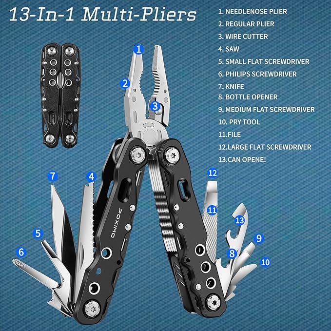 Multitool Gifts for Father Dad Gift Set with 14 in 1 Multi-tool Pliers Pocket Knife &amp Tactical Pen | Premium EDC Survival Kit for Camping Car Emergency | Unique Practical Gift for Father Dad Hi