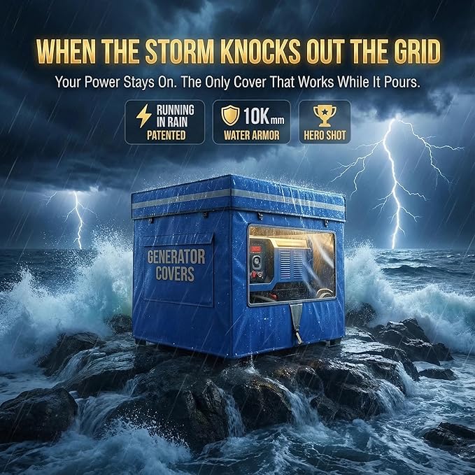 Generator Covers Generator Covers While Running 32X24X24 inches Top Can be Opened With Tool Bag and Visual Operation Window Suitable for 3000W-12000W Frame Generator Blue