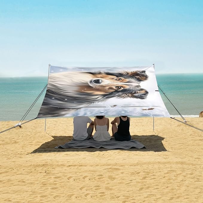ALAZA Dog Beach Tent Sun Shelter UPF50+ Protection Beach Shade Canopy w/ 4 Sandbags for Outdoor Camping Fishing Backyard Fun Picnic 10x9 ft