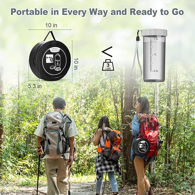 Portable Camping Shower with Battery Powered Pump 5 Gal/20L Solar Heated Camp Shower Bag 3-Mode Shower Head &amp Travel Case for Outdoor Camping Beach Rinse &amp Dogs