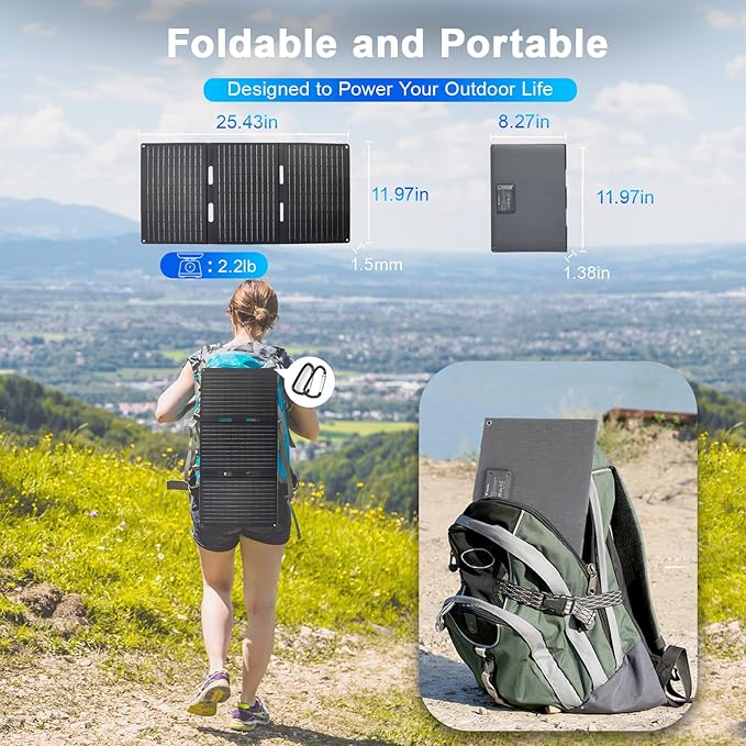30W Portable Solar Panel Foldable Solar Panel Charger with QC3.0 USB-A USB-C &amp DC Output for Phone/Power Bank/iPad/Power Station IP65 Waterproof for Camping Backpacking Hiking RV Blackout