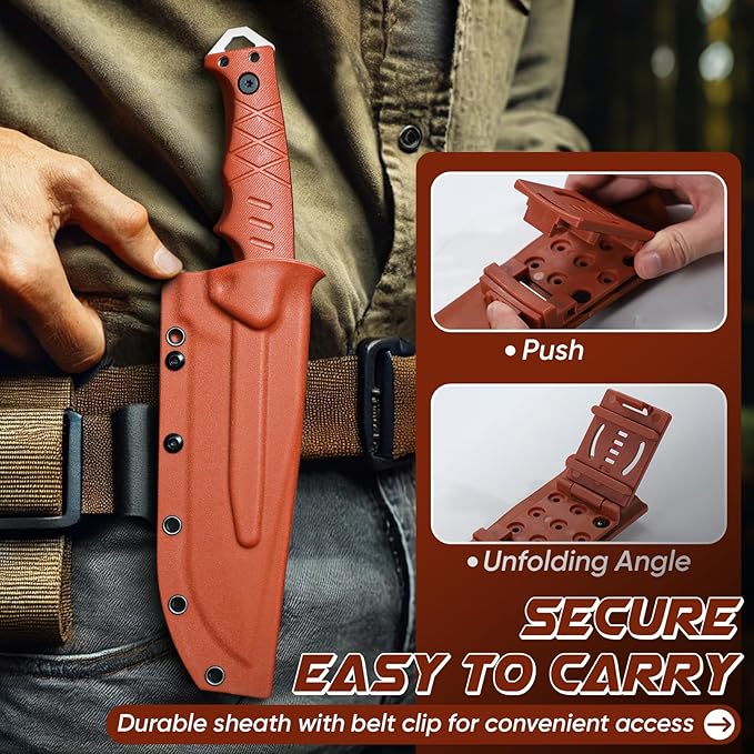 Purple Dragon Camping Knife with Sheath - D2 Steel Survival Knives for Camping Bushcraft - Ergonomic G10 Handle Outdoor Survival Gear Christmas Gift for Men and Women