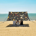 ALAZA Boho Bohemian Moon Stars Beach Tent Sun Shelter Portable Canopy Sunshade for Outdoor Camping Picnics Backyard Fun 10x9 ft