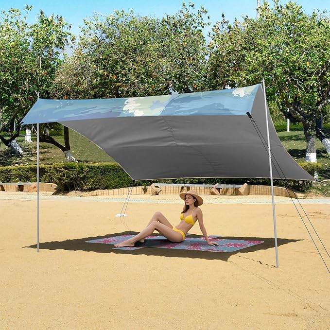 ALAZA Turtles Starfish Beach Beach Tent Sun Shelter Portable Canopy Sunshade for Outdoor Camping Picnics Backyard Fun 10x9 ft