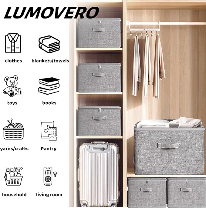 Collapsible Storage Bins for Home OrganizationGrey storage Bins Waterproof Fabric Foldable Organizer Boxes [3 Pack] 17.72in x 13.78in x 10.24in (45CM x 35CM x 26CM)