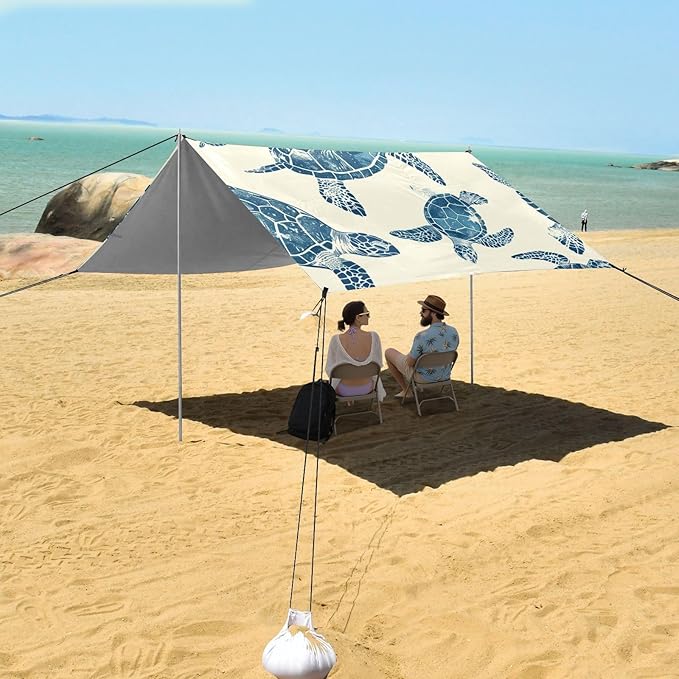 ALAZA Sea Turtles Seamless Beach Tent Sun Shelter Portable Canopy Sunshade for Outdoor Camping Picnics Backyard Fun 10x9 ft