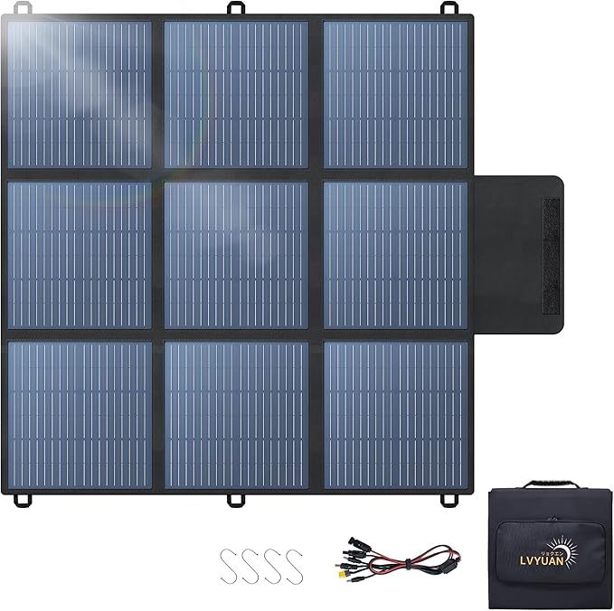 LVYUAN 300W Portable Solar Panel 24V Foldable Pillow-Sized Solar Panel IP64 Waterproof Upgraded 23% Efficiency for Solar Power Station Generator for Outdoor Camping Backpacking Hiking
