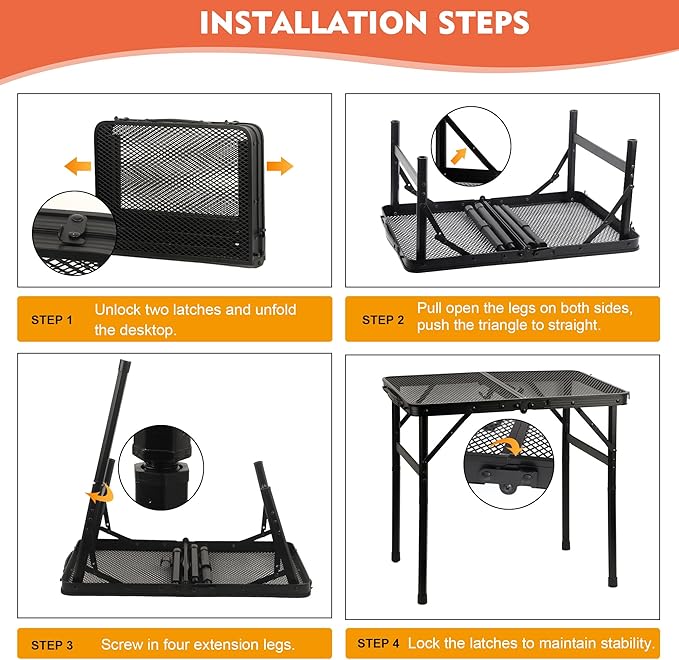 GREGIN Screen House Tent and Metal Camping Table Bundle-Waterproof &amp UV Protection Canopy Shelter with Sturdy Foldable Table Suitable for Camping Backyard Picnic
